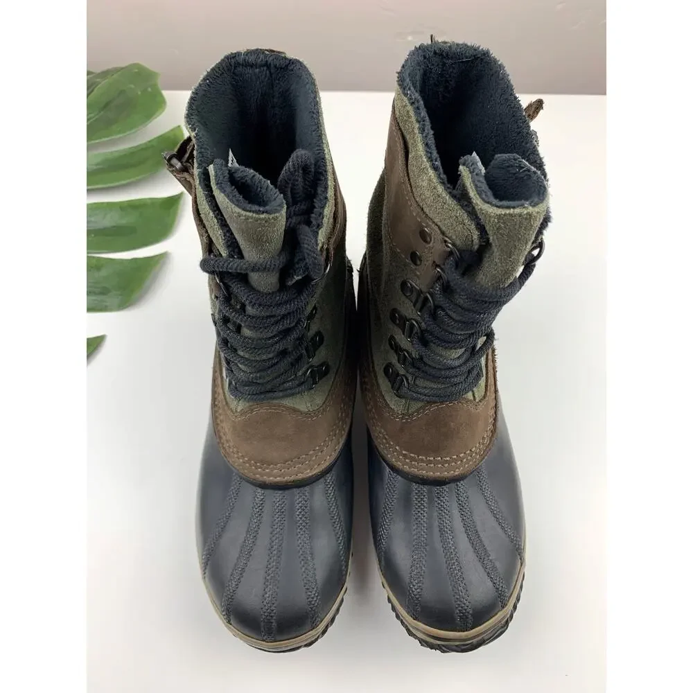 Sorel Fancy Lace II Duck Boots Green Waterproof Insulated Lace Up Women's 7